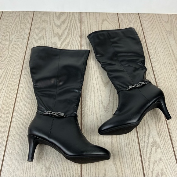 Karen Scott Hanna Chain Dress Boots 8M/WC Black $80 - Picture 1 of 7